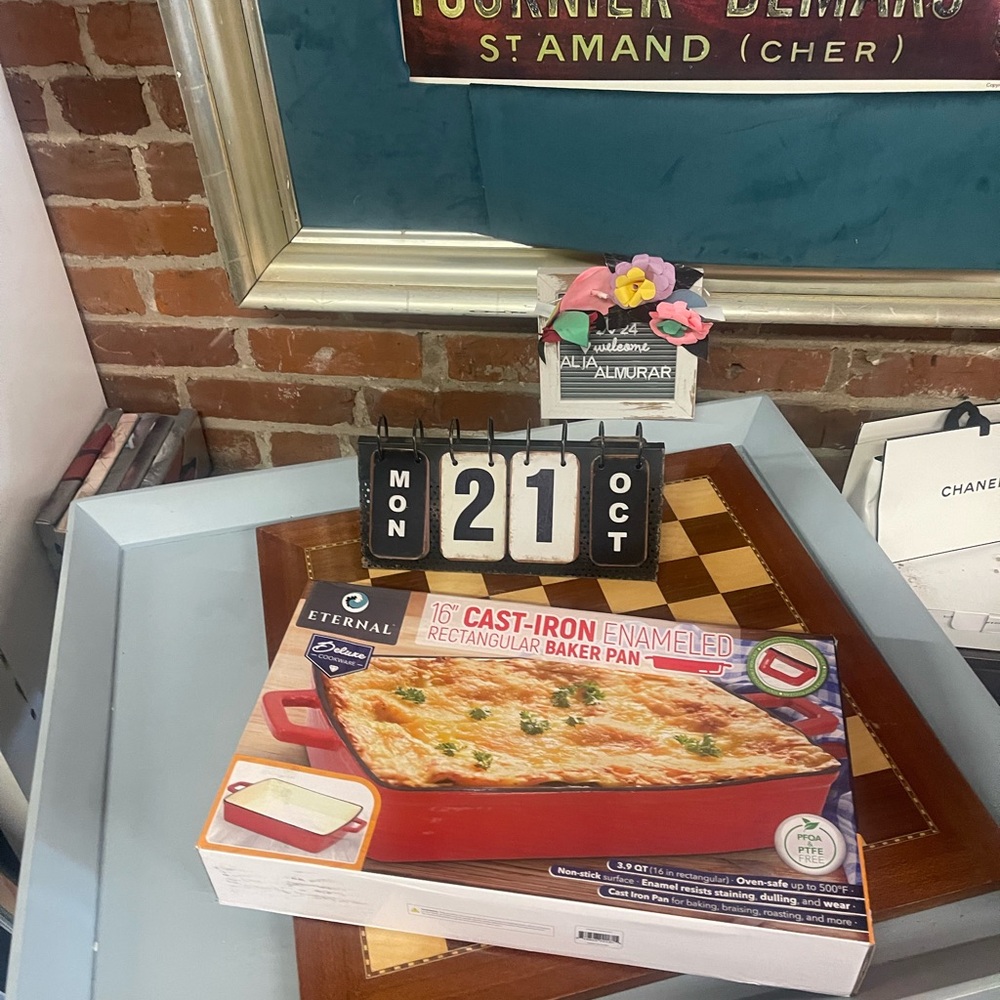 Enameled Cast Iron 10 inch by 16 inch Roasting Pan 16 inch-Spring Series Red